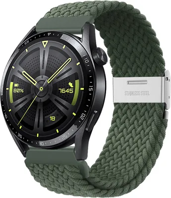 Produktbild von BStrap Elastic Nylon 2 Armband für Samsung Galaxy Watch 3 45mm, olive green