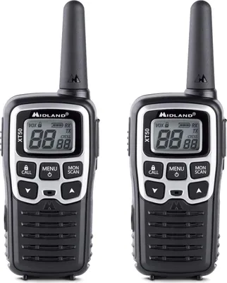 Immagine prodotto di Midland XT50 - Walkie Talkie Professionali a Ricarica Rapida, 24 Canali PMR446, 38 Toni CTCSS, USB Ricaricabile, 8 km di Portata, 2 Ricetrasmittenti Nero/Grigio Metalizzato