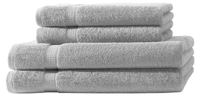 Produktbild von 4er Set Frottee 2x Handtücher 2x Duschtücher Elegance 100% Baumwolle 500 gsm 50x100 cm 70x140 cm silber