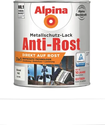 Produktbild von Alpina Metallschutzlack Anti-Rost Weiß 750 ml glänzend