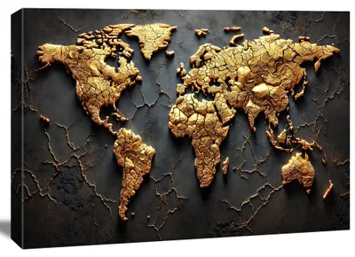 Obrázok produktu pre Obraz na plátne Zlatá mapa sveta 120x80 cm