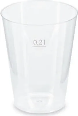 Produktbild von 200x Mehrwegbecher Pfandbecher transparent PP Eichstrich 0,2 l Ø 6,8 cm