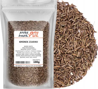 Zdjęcie produktu dla KMINEK ZIARNO 100g Nasiona kminu naturalna przyprawa aromat jakość Kol-Pol