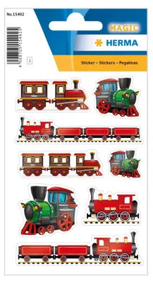 Produktbild von HERMA Sticker MAGIC "Eisenbahn" aus Glanzfolie 1 Blatt à 8 Sticker