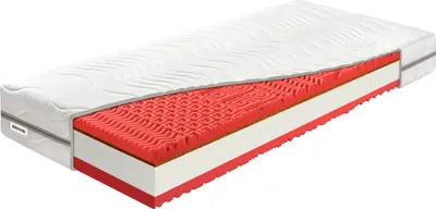 A cutaway view of a mattress showing its internal layers.