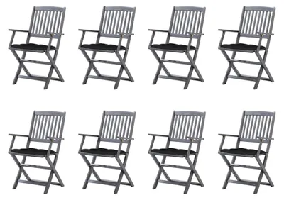 Produktbild von Klappbare Gartenstühle 8 Stück mit Kissen aus Akazienholz für den Balkon