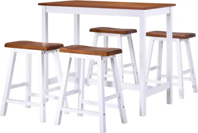 Produktbild von vidaXL Bartisch- und Hocker-Set 5-tlg. Massivholz