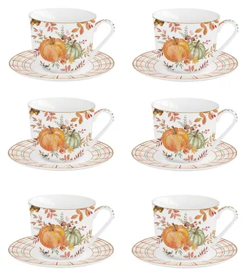 Produktbild von 6er Set Tassen mit UT HARVEST Herbst mit Kürbis für 370ml Easy Life