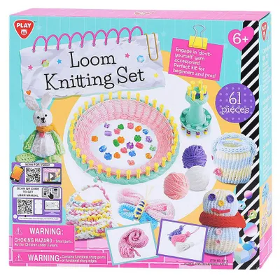Produktbild von Playgo-Webstuhl-Strickset – 61-teilig.