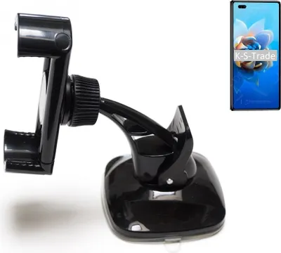 Produktbild von K-S-Trade kompakte Handy-Halterung Windschutzscheibe kompatibel mit Huawei Mate X2 Armaturenbrett schwarz Autohalterung KFZ Halter Scheiben-Halterung
