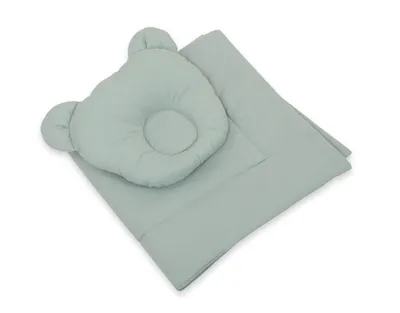 Produktbild von Babybettwäsche mit Füllung, Bettdecke und Konturkissen Teddybär - 2-teiliges Set - Salbei