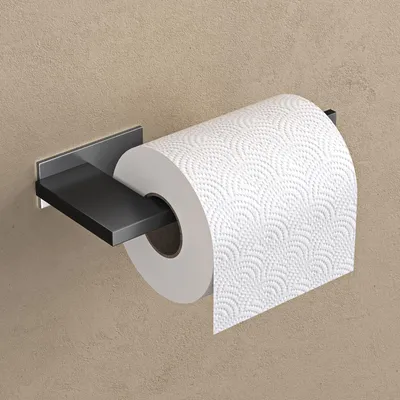 Produktbild von doporro Toilettenpapierhalter selbstklebend, Klopapierhalter aus Edelstahl ohne Bohren, Klorollenhalter für Badezimmer, Matt schwarz/Nickel gebürstet Lino-03