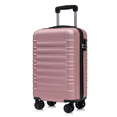 Produktbild von Koffer Trolley Reisekoffer Suitcase, Rollkoffer Handgepäck ,mit 4 Rollen360°, Hartschalenreisekoffer, Zahlenschloss, Weicher Gummigriff (M,Roségold)
