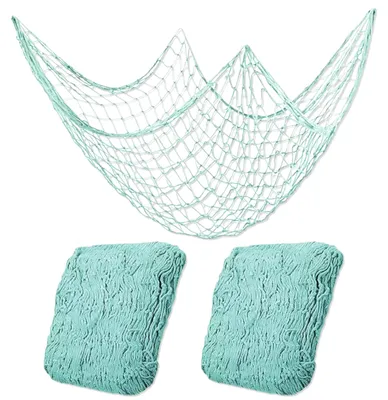 Dekofischernetz 2er-Set, Blau 100x200 cm, maritimes Netz