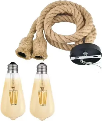 Obrázek produktu pro APT ZD151A Stropní závěsné svítidlo z jutového lana, 2 svítidla