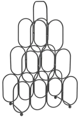 Zdjęcie produktu dla Półka na wino - stojak na butelki - 9 butelek - metal - 36 x 56 cm - czarny