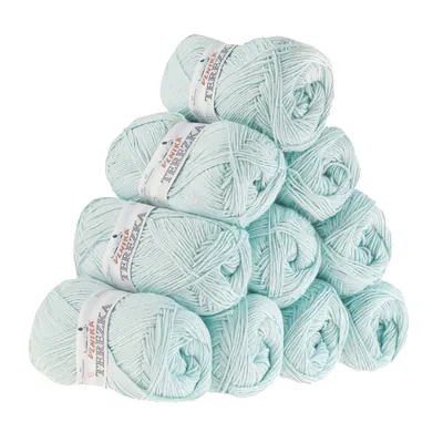 Produktbild von 10 x 50g Strickgarn Terezka 100% Baumwolle Baumwollgarn Häkelgarn, Farbe:pastellblau