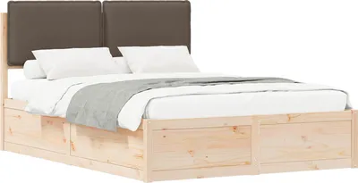 Produktbild von Bettgestell mit gepolstertem Kopfteil Taupe 140 x 200 cm