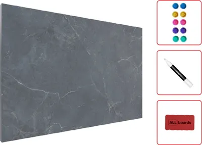 Zdjęcie produktu dla Tablica magnetyczna na magnesy METALboards, marmur szary 60x40 cm + zestaw akcesoriów GRATIS