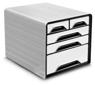 Aktenschrank mit 5 Schubladen, 360 x 288 x 270 mm, weiß/schwarz