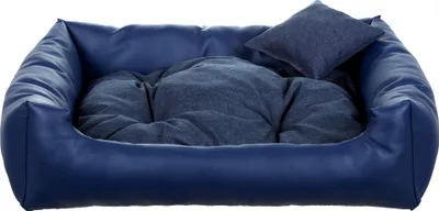 Produktbild von Hundebett EKO – Elegantes Hundesofa aus Ökoleder, pflegeleichte Hundeliege und langlebiges Hundekissen in hoher Qualität (M - 80x65, Dunkelblau)