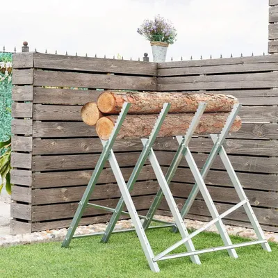 Produktbild von QEENTOE 81x82x79cm Sägebock Stahl Zusammenfaltbar bis 150kg belastbar Holzschneidebock für Sägegestell Holzsägebock Säge Kettensägebock