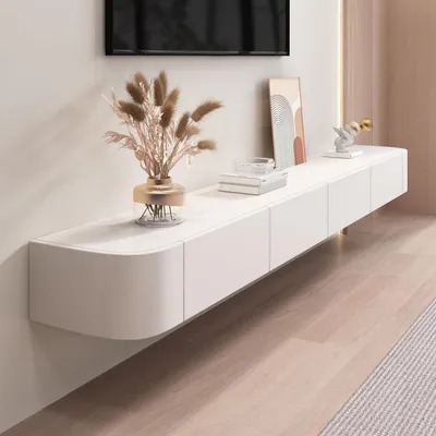 Obrázek produktu pro Nástěnná televizní skříňka s dvířky, bílá, 300 cm