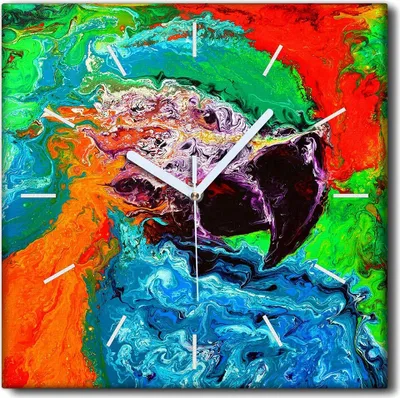 Produktbild von Coloray Uhr auf Leinwand 30x30 cm Wand Uhr Dekoration Wohnzimmer Segeltuch weiße Zeiger -Karottenabstraktion.