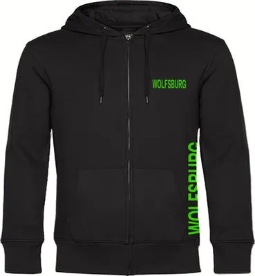 Produktbild von multifanshop Kapuzen Sweatshirt Jacke - Wolfsburg - Brust & Seite, schwarz, Größe S