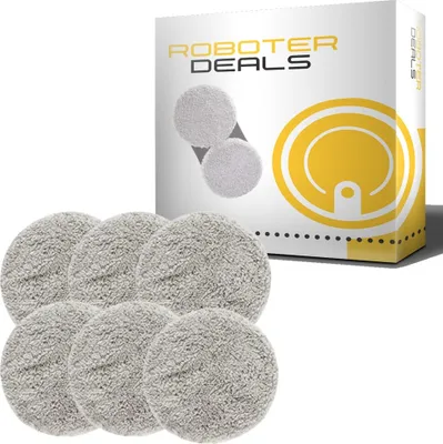 A product shot featuring a box of cleaning pads and several cleaning pads.