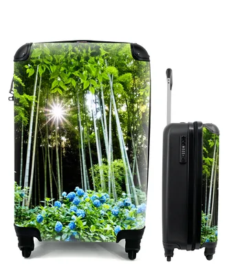 Produktbild von MuchoWow® Koffer Handgepäck Trolley Rollkoffer Kleine Reisekoffer mit 4 Rollen - Hortensien im Dschungel - Cabin Size < 55x40x23 cm & 55x40x20 cm - Fotokoffer - Kabinenkoffer - Boardgepäck - Reise-Box - Reisekoffer - Reisegepäck - Koffer mit Bild - Trolley für Kinder