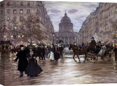 Imagen del producto de Reproducción artística en lienzo – Jean François Raffaelli, "El bulevar Saint-Michel" – 120x90 cm