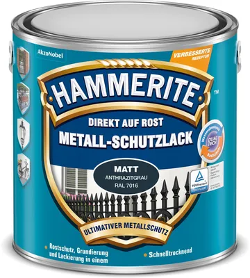 Produktbild von Hammerite Metallschutzlack Matt, 3in1- Rostschutz, Anthrazitgrau, 2,5 l