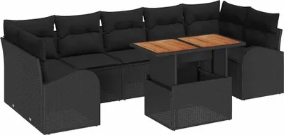 Immagine prodotto di vidaXL Set da giardino con divano, 8 pezzi, colore nero