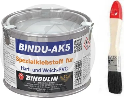Produktbild von Bindulin 350 ml Ak5 PVC Kleber, Planenkleber Kaltschweißkleber, Kunststoffkleber   Dose inkl. 1 Pinsel und Nitrilhandschuhe
