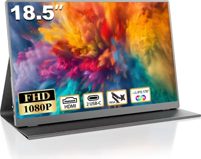 Produktbild von Tragbarer Monitor für Laptop, 18,5 Zoll 1080P FHD 120Hz 125% sRGB HDMI USB-C Reisemonitor für Laptop MacBook Xbox PS4/5, Tragbarer Bildschirm für Laptop mit VESA & Smart Cover
