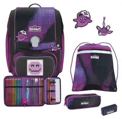 Productafbeelding van Scout schooltas Movie Star Genius Set 5-delig Pink Pixel paars