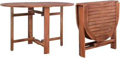 Imagen del producto de Mesa de jardín de acacia plegable, 120x70x74 cm, mesa de madera ovalada