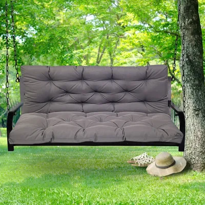 Produktbild von Topchances Gartenbankauflage, Dunkelgrau, 100x100x10cm, mit hoher Rückenlehne, Wetterfest, UV-beständig, rutschfest mit 8 Riemen, komfortabel, atmungsaktiv, hautfreundlich, langlebig, für Innen- & Außenbereich, Hollywoodschaukel, Rattanbank, Polyester Bezug, Baumwoll Füllung