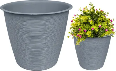 Produktbild von Runder Kunststofftopf hellgrau 20 cm Furu