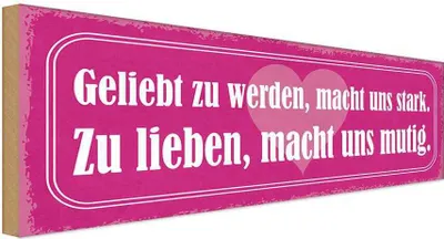 Produktbild von vianmo Holzschild 10x27 cm geliebt zu werden macht stark Dekoration