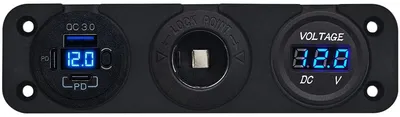 Produktbild von ProRide USB-Autolader 3 Ports QC3.0 18W Voltmeter 12-24V-Stecker 12-24V