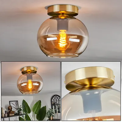 Produktbild von Carrone Deckenlampe aus Metall/Glas in Messingfarben/Bernsteinfarben
