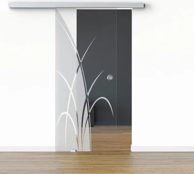 Produktbild von Pertura Glasschiebetür Komplettset Glera Green 01 1025x2175 mm Links inkl. Beschlag Selir Aluminium natur,Griffmuschel