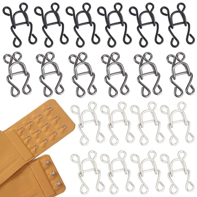 90 Sets Haken & Ösen, 3 Farben, Eisen, 4-Loch, zum Annähen