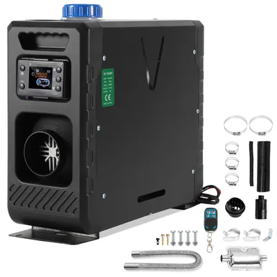 Obrázok produktu pre Jayseuw 8KW Diesel Parkovací ohrievač 12V/24V Bluetooth Control Integrácia vzduchu Diesel Air Heater LCD s tlmičom pre osobné auto Truck Camper Black