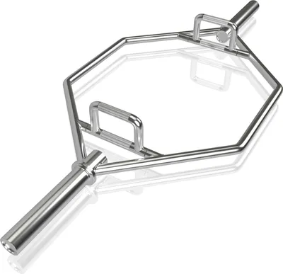 Produktbild von COSTWAY Trap Bar, 142 cm Hantelstange mit 2 Federverschlüsse & klappbarem Griff, Hex Bar 26 cm Aufnahme, Olympic Bar für Kniebeugen Kreuzheben