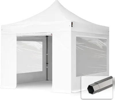 Produktbild von TOOLPORT 3x3m Stahl Faltpavillon, inkl. 4 Seitenteile, weiß