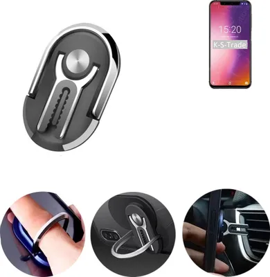 Produktbild von K-S-Trade 3in1 Smartphone-Ring Handy-Ring kompatibel mit UMIDIGI One Pro Fingerhalterung  Handyring Tischständer Lüftungsgitter-Halterung Tisch