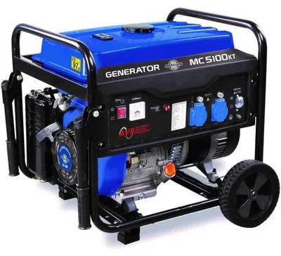 Produktbild von MERCURE MC5100KT AVR Generator 4500W, 230V/50Hz, Benzin, manuell, 2x 230V NF, mit Voltmeter, Transportrollen & Schutzrahmen